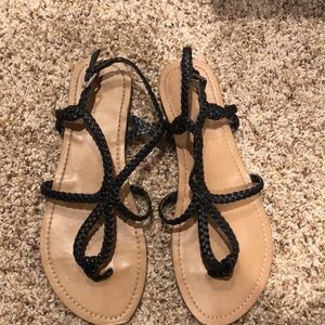 💝EUC💝 Merona Black braided flat sandals